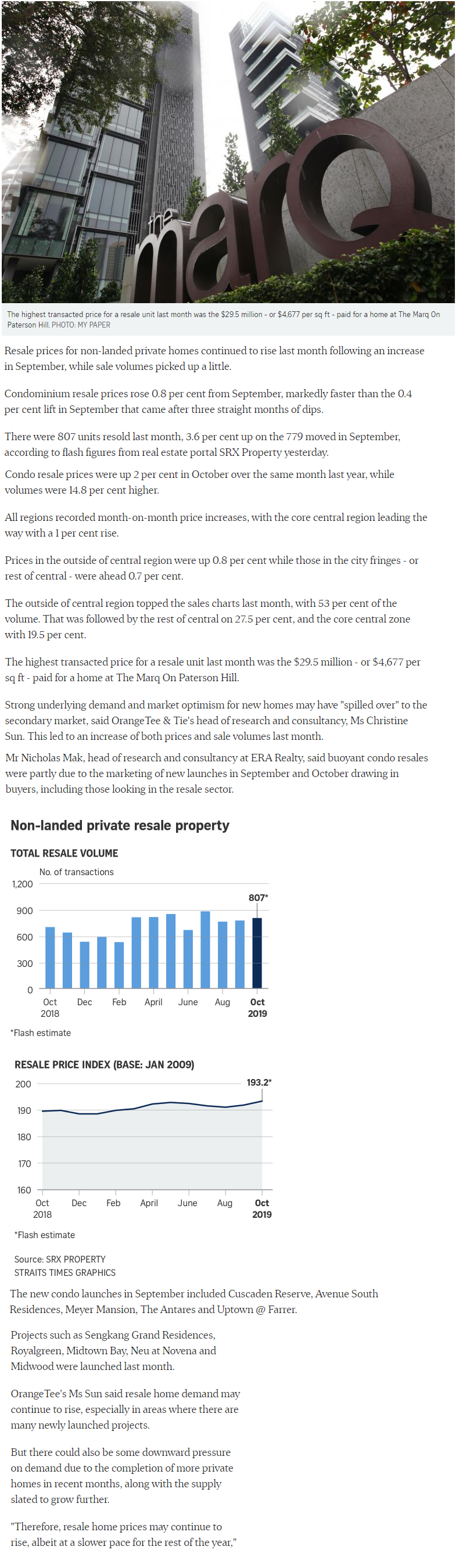 Canninghill Piers - Singapore Condo Resale Prices Up 0.8% Last Month