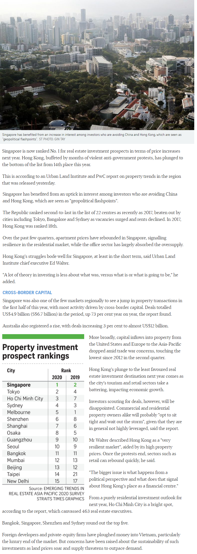 Canninghill Piers - Singapore Tops Region For Property Investment Prospects